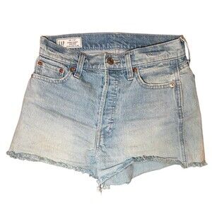 Gap Cheeky Short High Rise light denim cut Off shorts size 25/0R